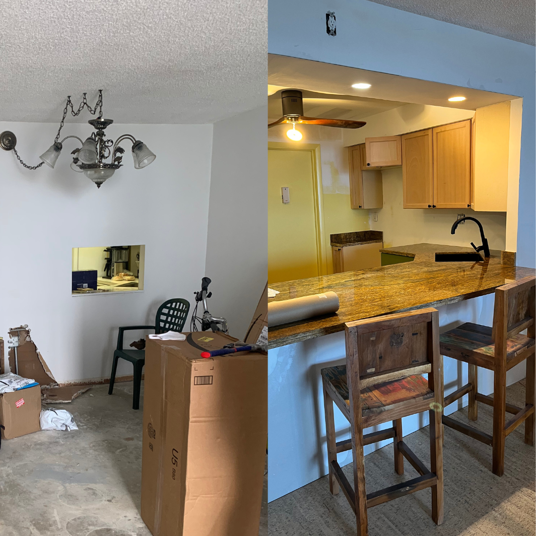 Kitchen space optimization before and after